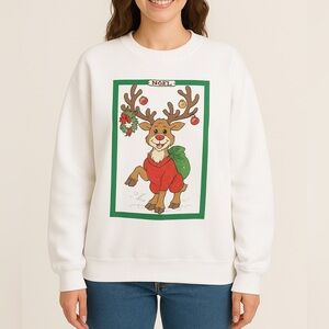 Vtg 80/90s “Noel” Reindeer Christmas Sweatshirt Fruit of the Loom XL Made in USA